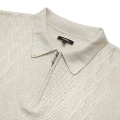 FRYE LONG SLEEVE KNIT POLO -Golf Wear Shop FryeLSKnitPoloCream2