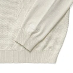 FRYE LONG SLEEVE KNIT POLO -Golf Wear Shop FryeLSKnitPoloCream3