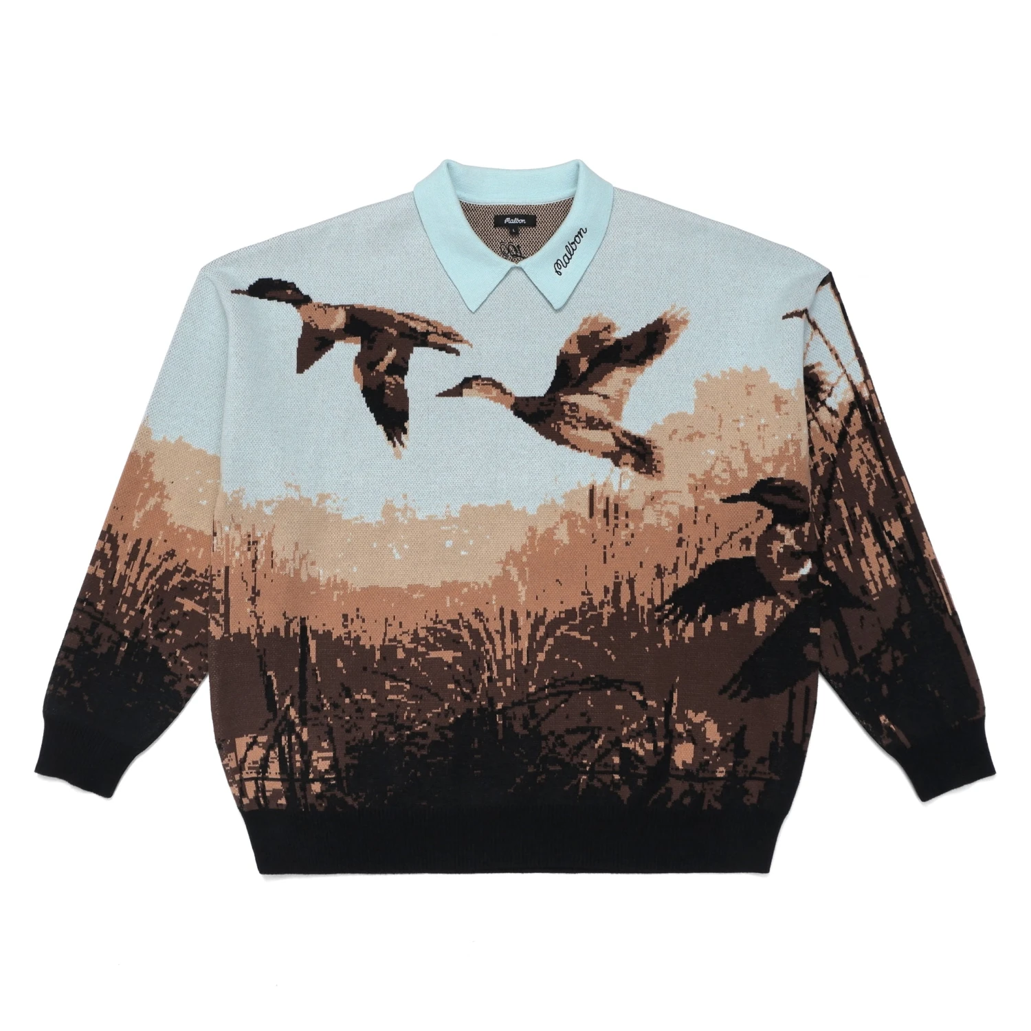 Malbon X 100 Thieves Buckshot Knit LS Polo 1 Malbon X 100 Thieves Buckshot Knit LS Polo