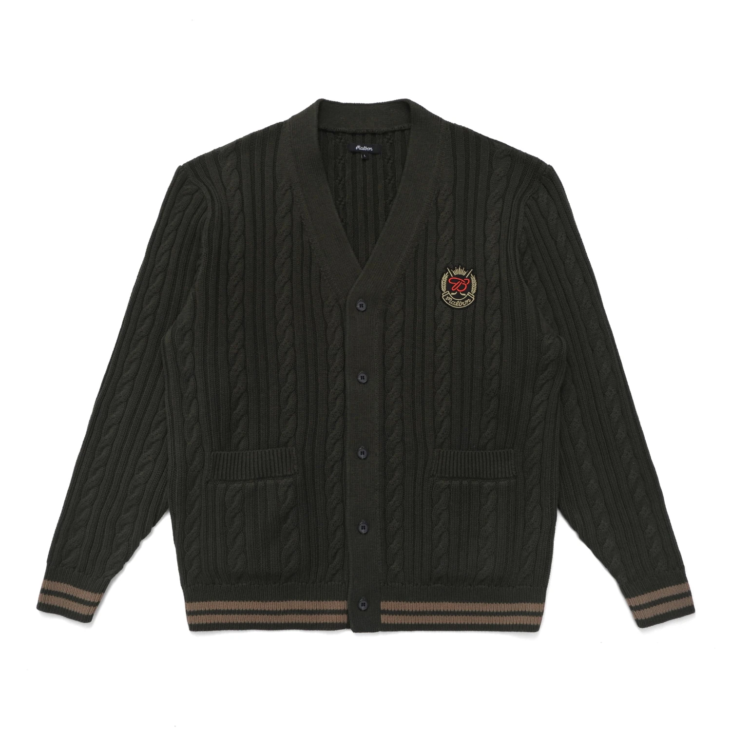 MALBON X BUDWEISER PLAYERS CABLE KNIT CARDIGAN 1 MALBON X BUDWEISER PLAYERS CABLE KNIT CARDIGAN