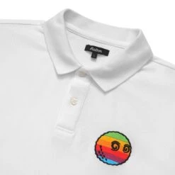 Malbon X Beams Rainbow Short Sleeve Polo -Golf Wear Shop M 8631 WHITE 2