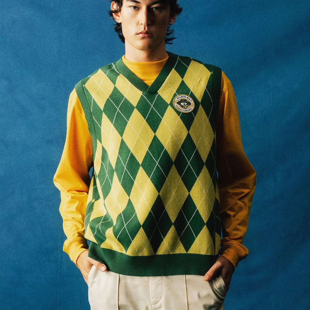 MALBON X PTM ARGYLE INTARSIA KNIT VEST 2 MALBON X PTM ARGYLE INTARSIA KNIT VEST - Image 2